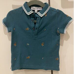 Tartine et Chocolat Boys polo shirt monkey and banana size 18M